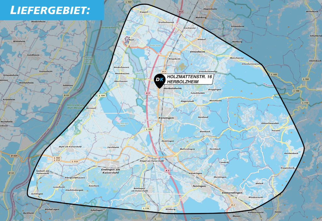 Liefergebiet um Herbolzheim von DurstKurier